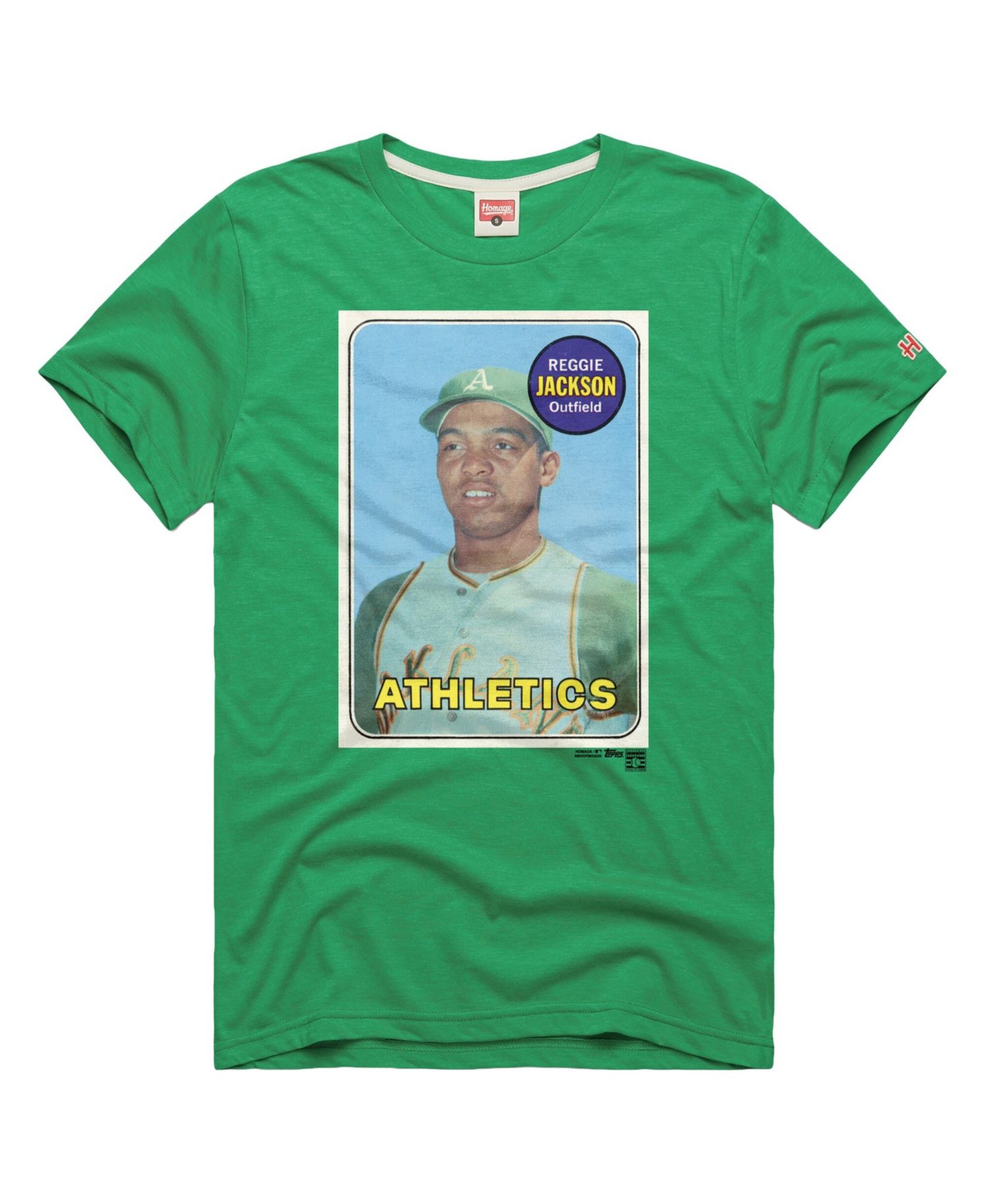Men's Reggie Jackson Green Athletics Topps Baseball Card Tri-Blend T-Shirt
