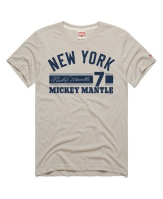 Men's Mickey Mantle Stone New York Yankees Signature Name & Number Tri-Blend T-Shirt