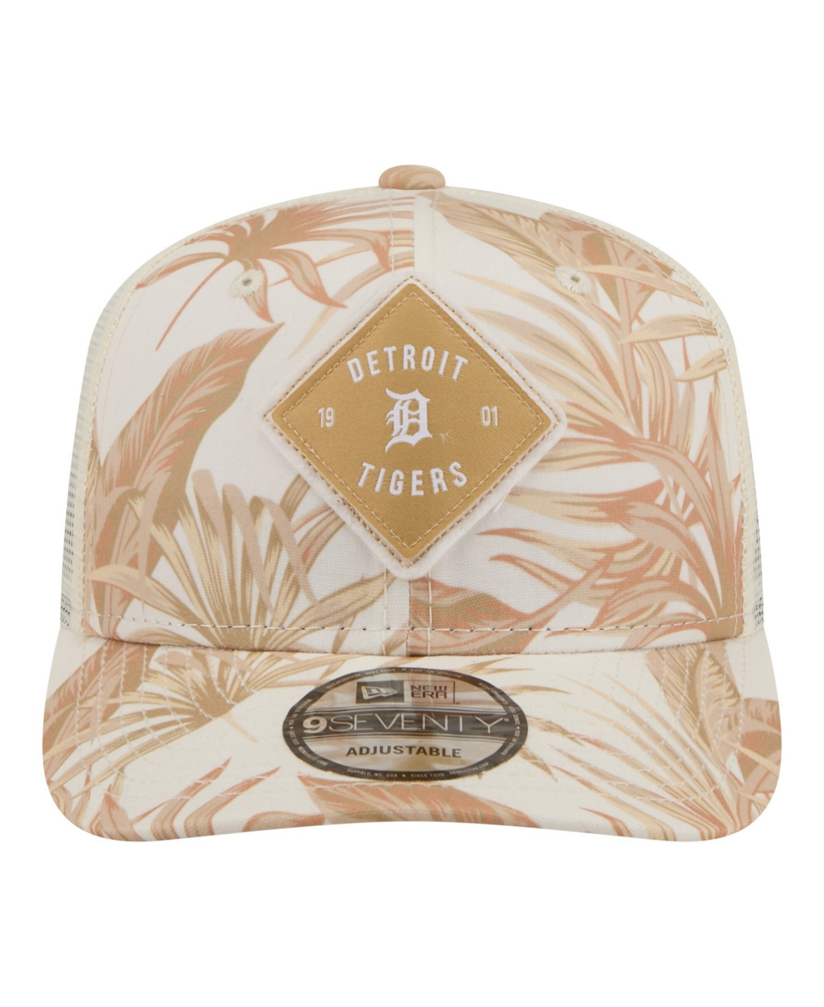 New Era Men's Tan Detroit Tigers Tonal Palm Coolera 9SEVENTY Adjustable Trucker Hat