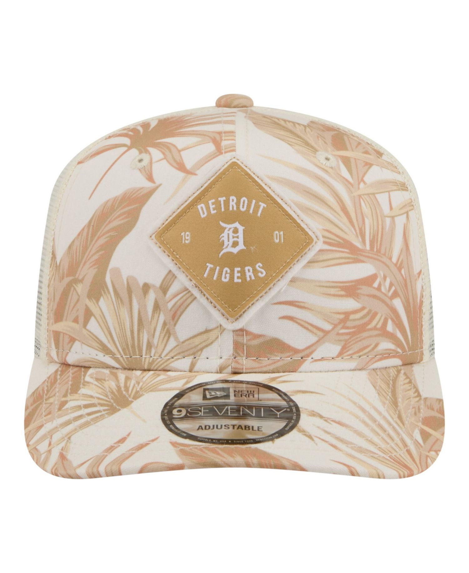 Men's Tan Detroit Tigers Tonal Palm COOLERA 9SEVENTY Adjustable Trucker Hat