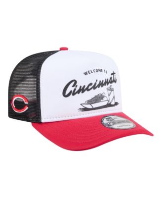 Men's White/Red Cincinnati Reds Foodie A-Frame 9FIFTY Trucker Snapback Hat