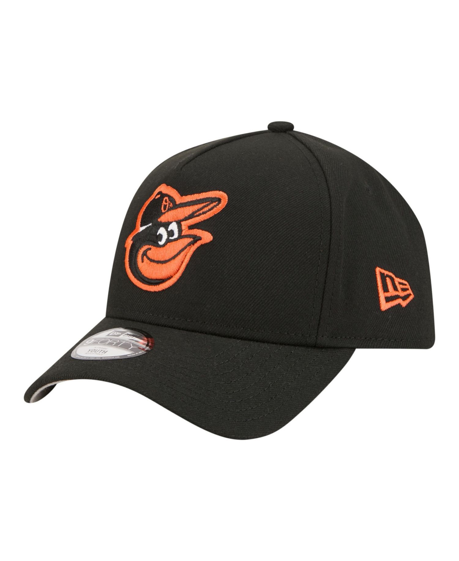 Big Boys and Girls Black Baltimore Orioles 9FORTY A-Frame Adjustable Hat