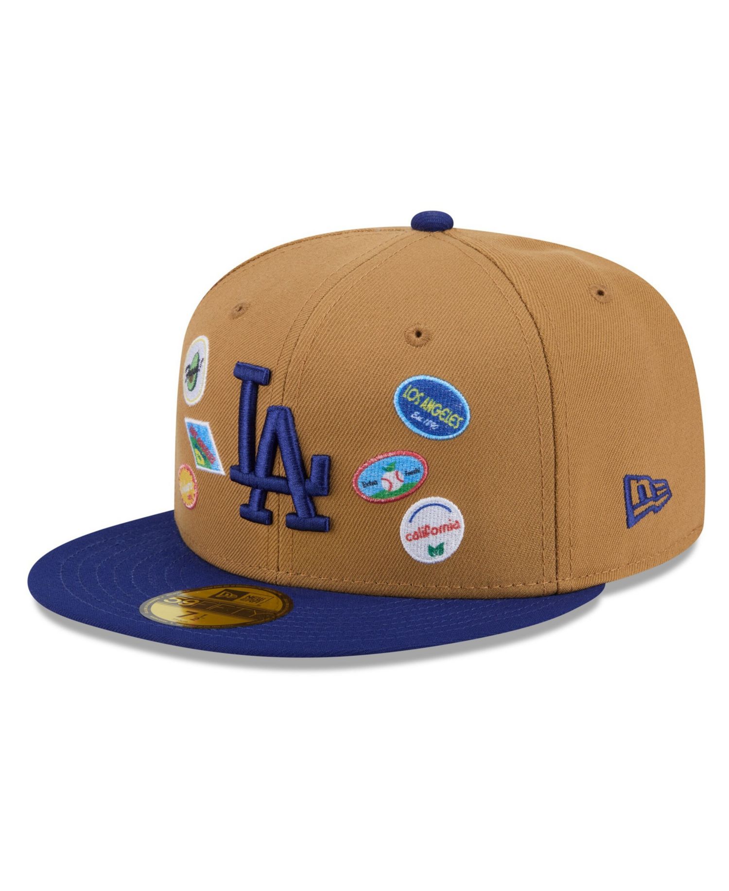 Men's Tan Los Angeles Dodgers Fruit Sticker 59FIFTY Fitted Hat