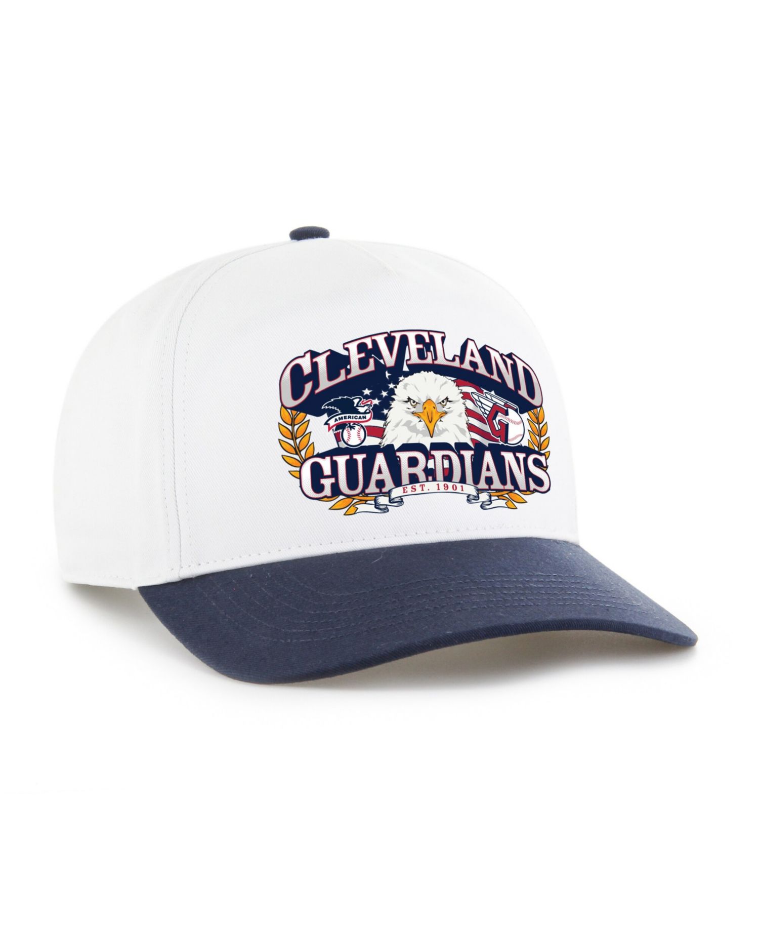 Men's White/Navy Cleveland Guardians Americana Eagle Hitch Adjustable Hat