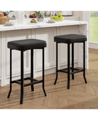 24.6 Inch Bar Stools, Set of 2 Bar Chairs, High-Quality Faux Leather Barstools with Irregular Legs, Compact Counter Stools for Small Spaces