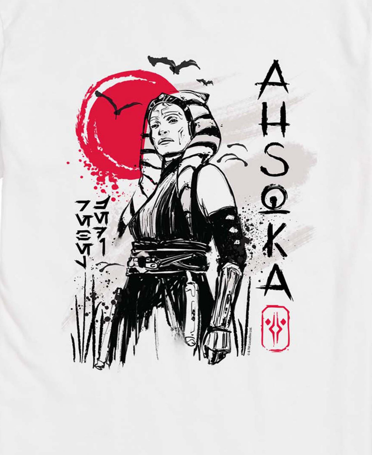 Men's Star Wars Ahsoka Ink Drawing Graphic T-Shirt