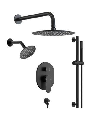 Pressure Balanced Shower System 10 inch Rainfall Dual  Showerheads with Handheld Shower Brushed