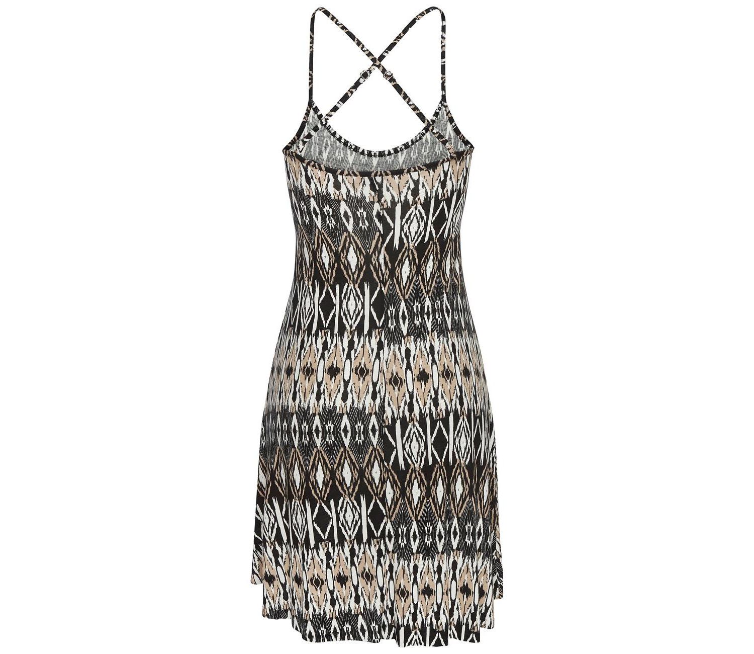Women's Viscose Printed Crossed Strap A-Line Scoop-Neck Short Dress