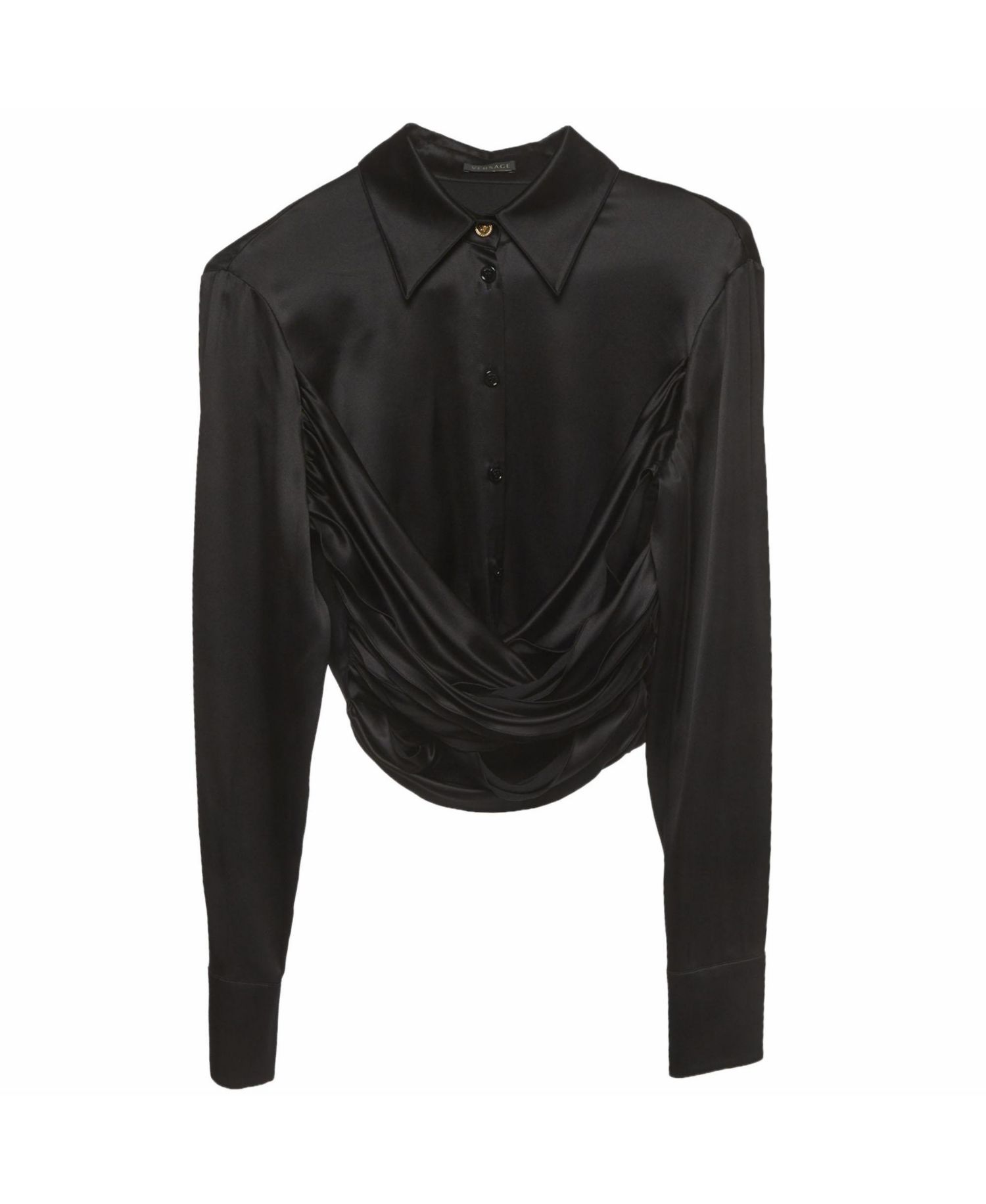 Women's Draped Stretch-Silk Cropped Shirt