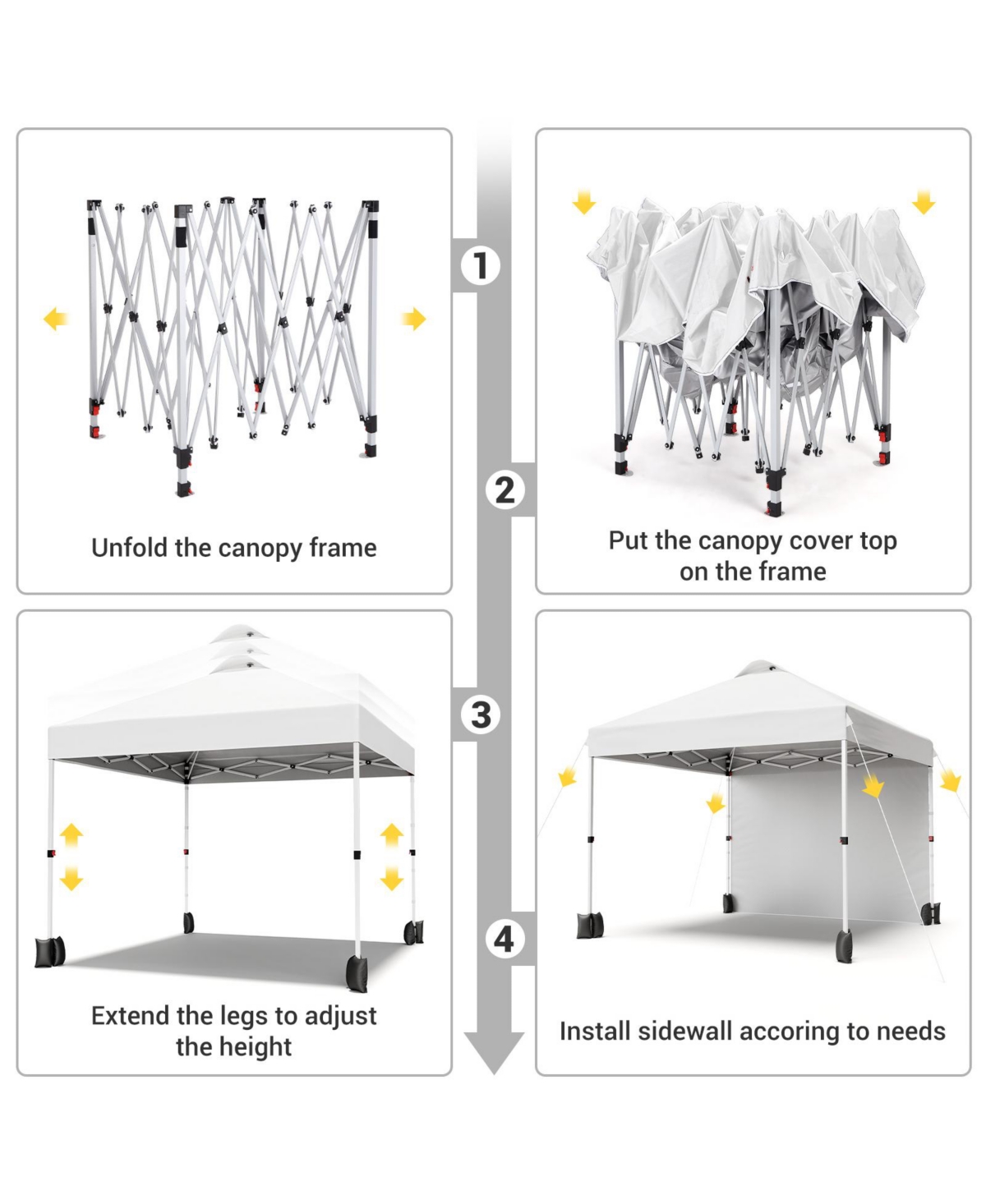gaomon 10x10FT Pop Up Canopy Tent, Removable Sidewall, Adjustable Height, Vented Roof, Waterproof Silver Coating, Quick Setup with Wheeled Carry Bag