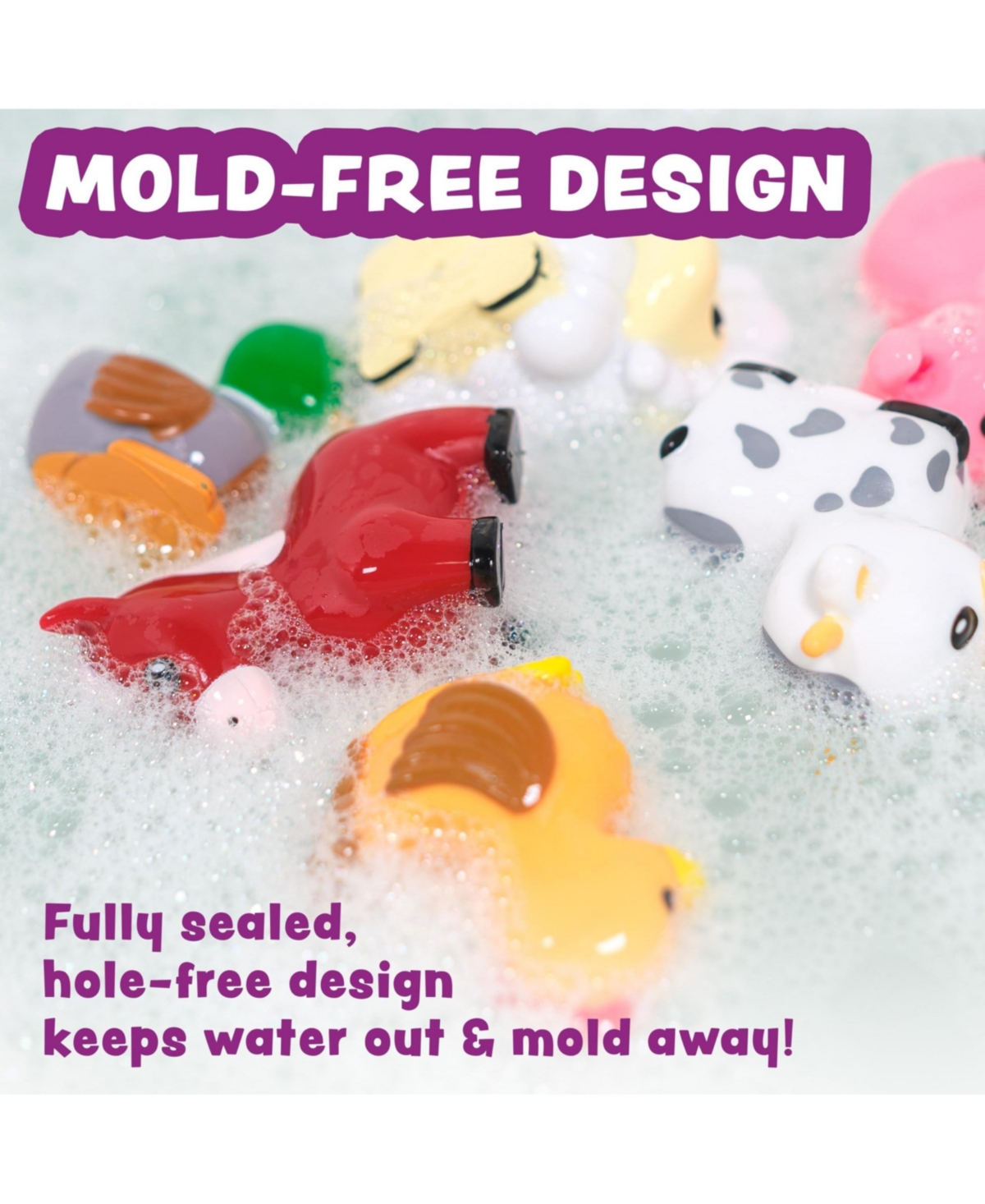 Gnuadz 6 Pack Barnyard Mold Free Bath Toys Sealed No Hole Soft Squeezable Float Bathtub Pool