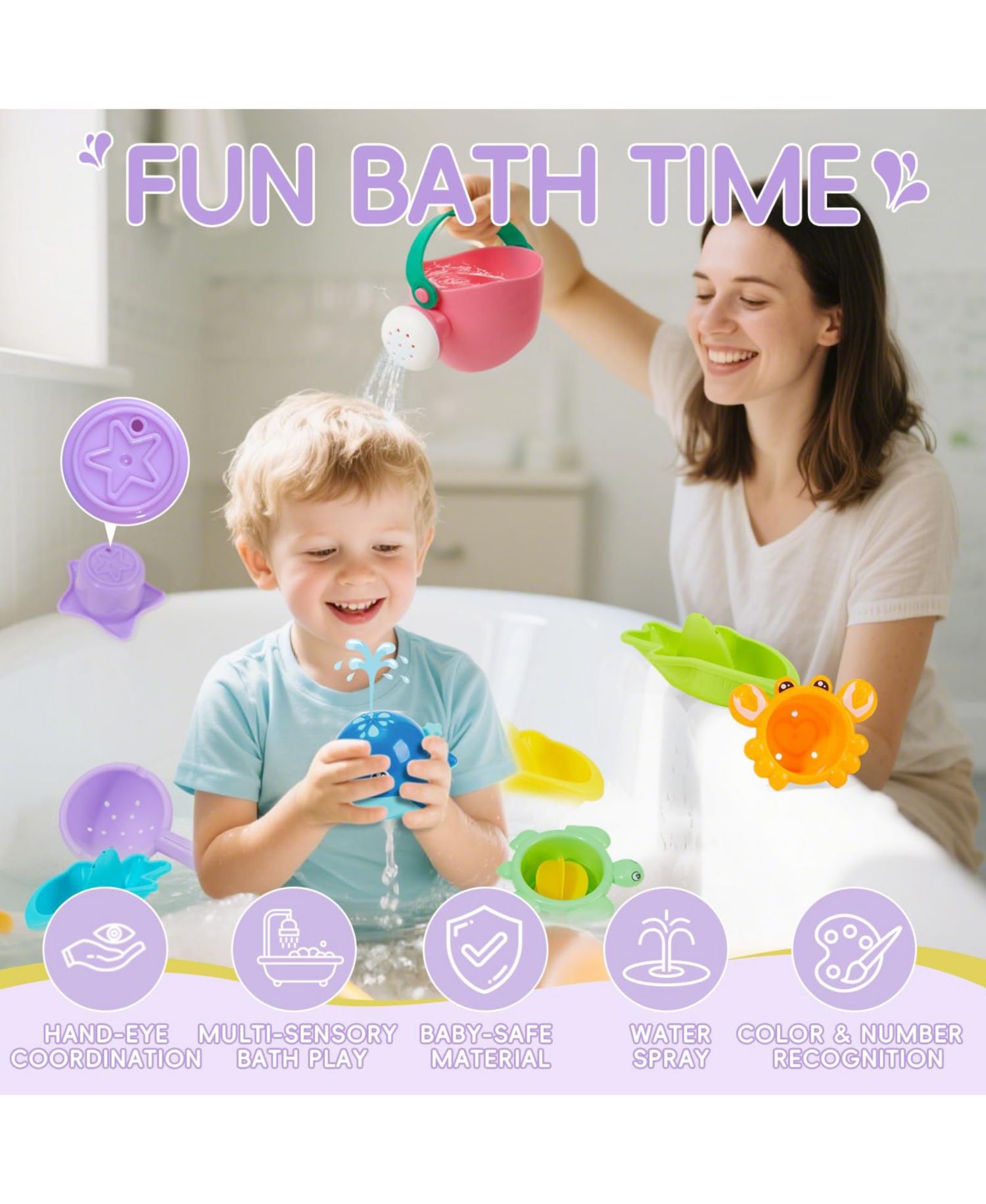 Mold-Free Floating 11-Piece Bath Toy Set