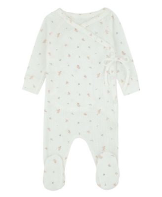 Baby Girls ( 1M to 12M ) Pointelle Printed Wrap Footie