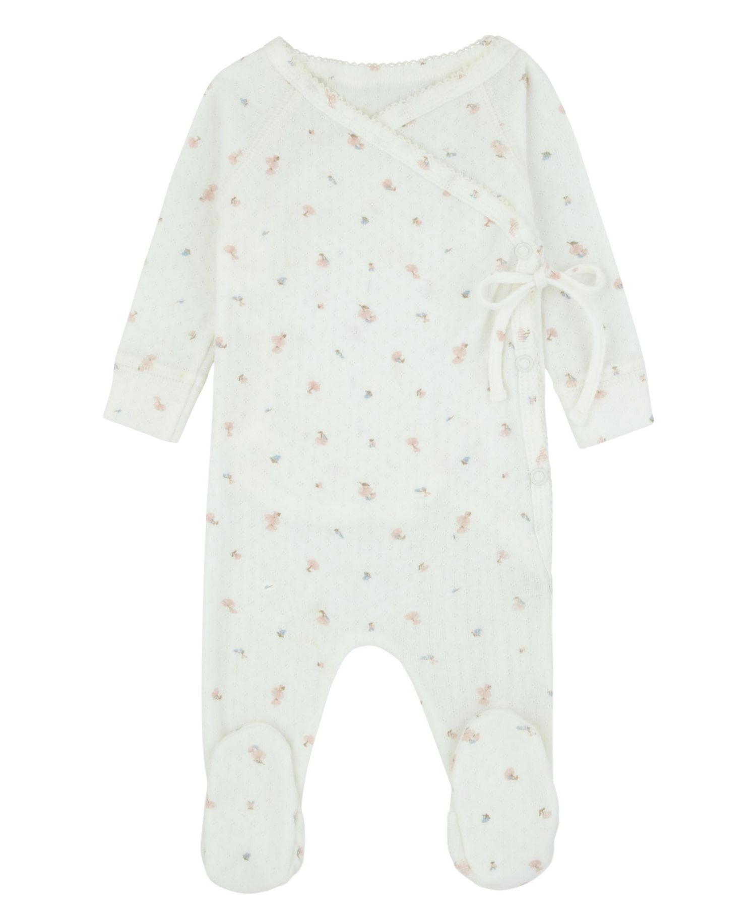 Baby Girls ( 1M to 12M ) Pointelle Printed Wrap Footie