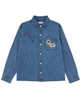 Boys' 5-18 Long-Sleeve Denim Patch Shirt