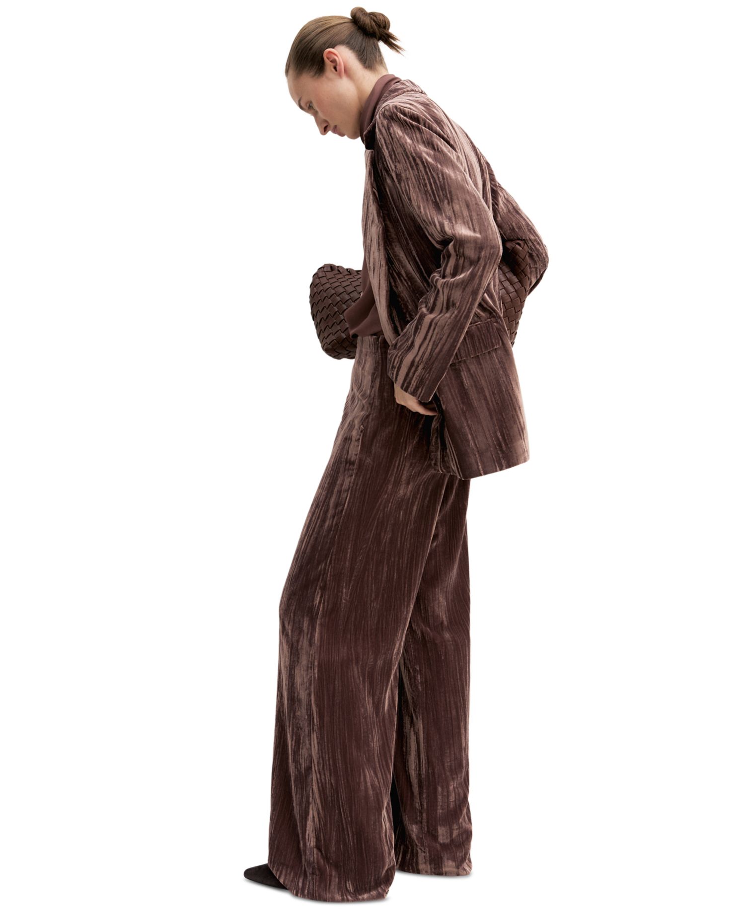 Women's Emmcrisma Crackle Velvet Wide-Leg Pants