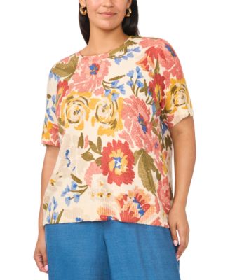 Plus Size Short-Sleeve Crewneck Sweater