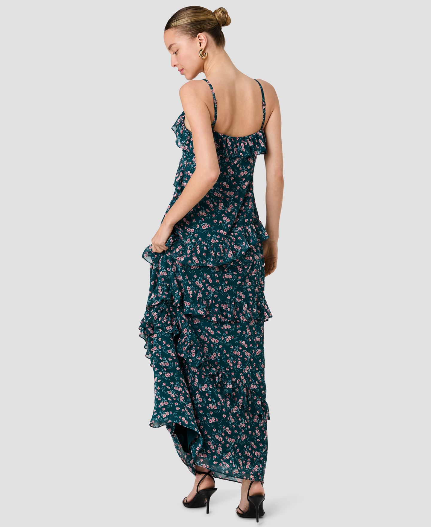 Женское платье French Connection Printed V-Neck Maxi, цвет: Бирюзовый разноцветный — фото 7