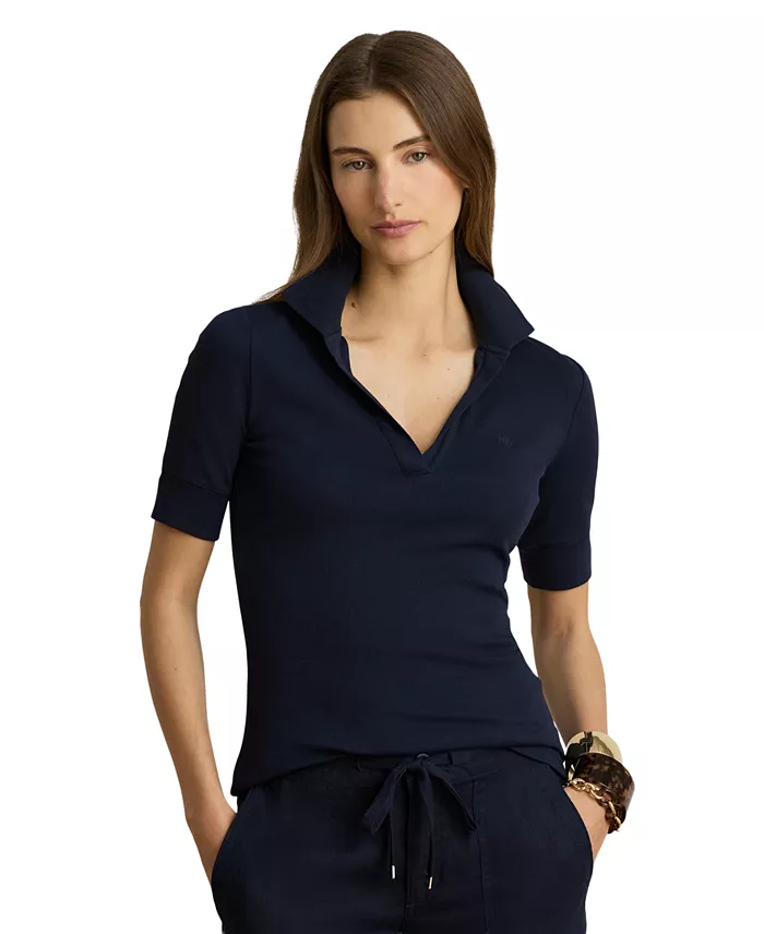 Women's Jersey Short-Sleeve Collared Top