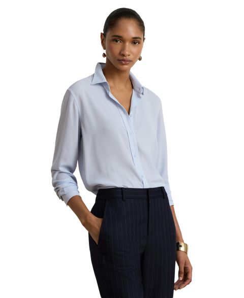 Женская рубашка Lauren Ralph Lauren Long-Sleeve Collared, цвет: Синий