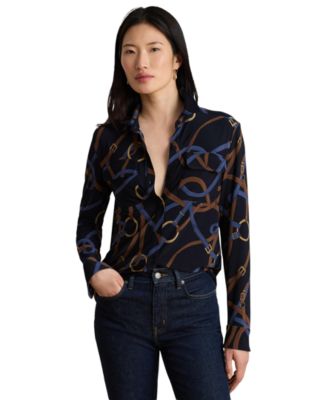 Women's Belting-Print Stretch Jersey Shirt