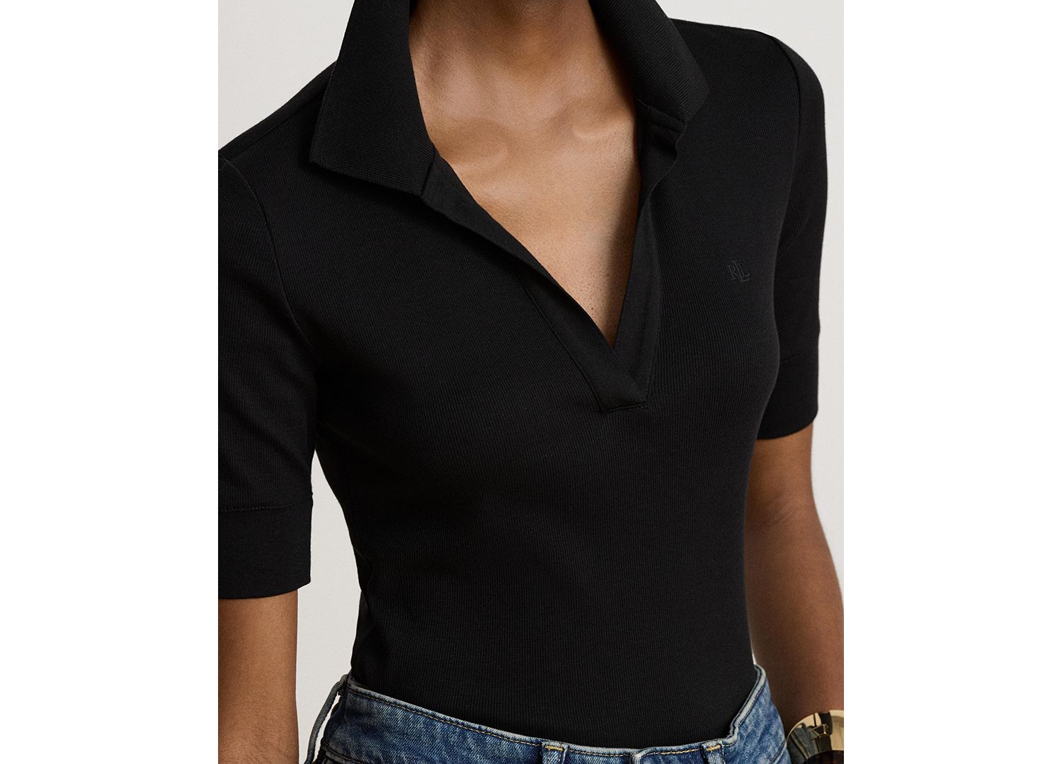 Women's Jersey Short-Sleeve Collared Top