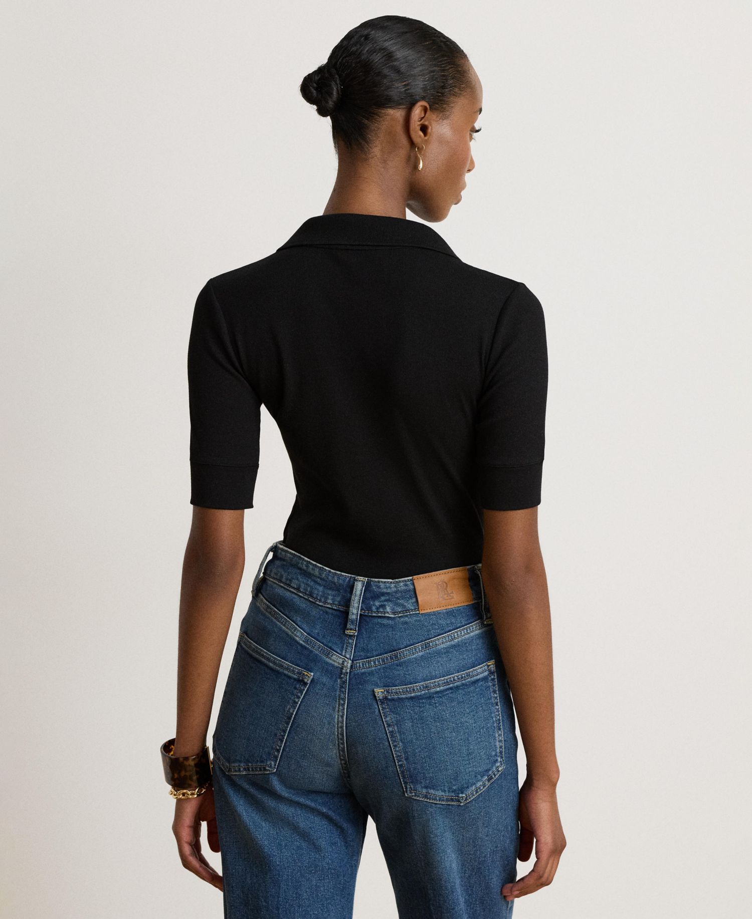 Women's Jersey Short-Sleeve Collared Top