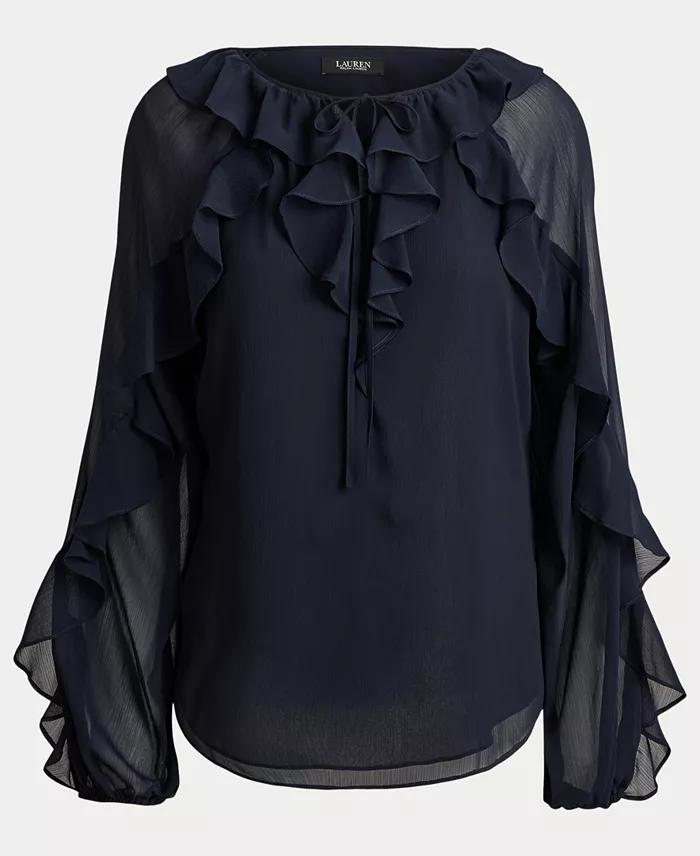 Women's Ruffle-Trim Crinkle Georgette Blouse - thumbnail 5