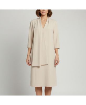 Women's Crepe Draped Midi Dress