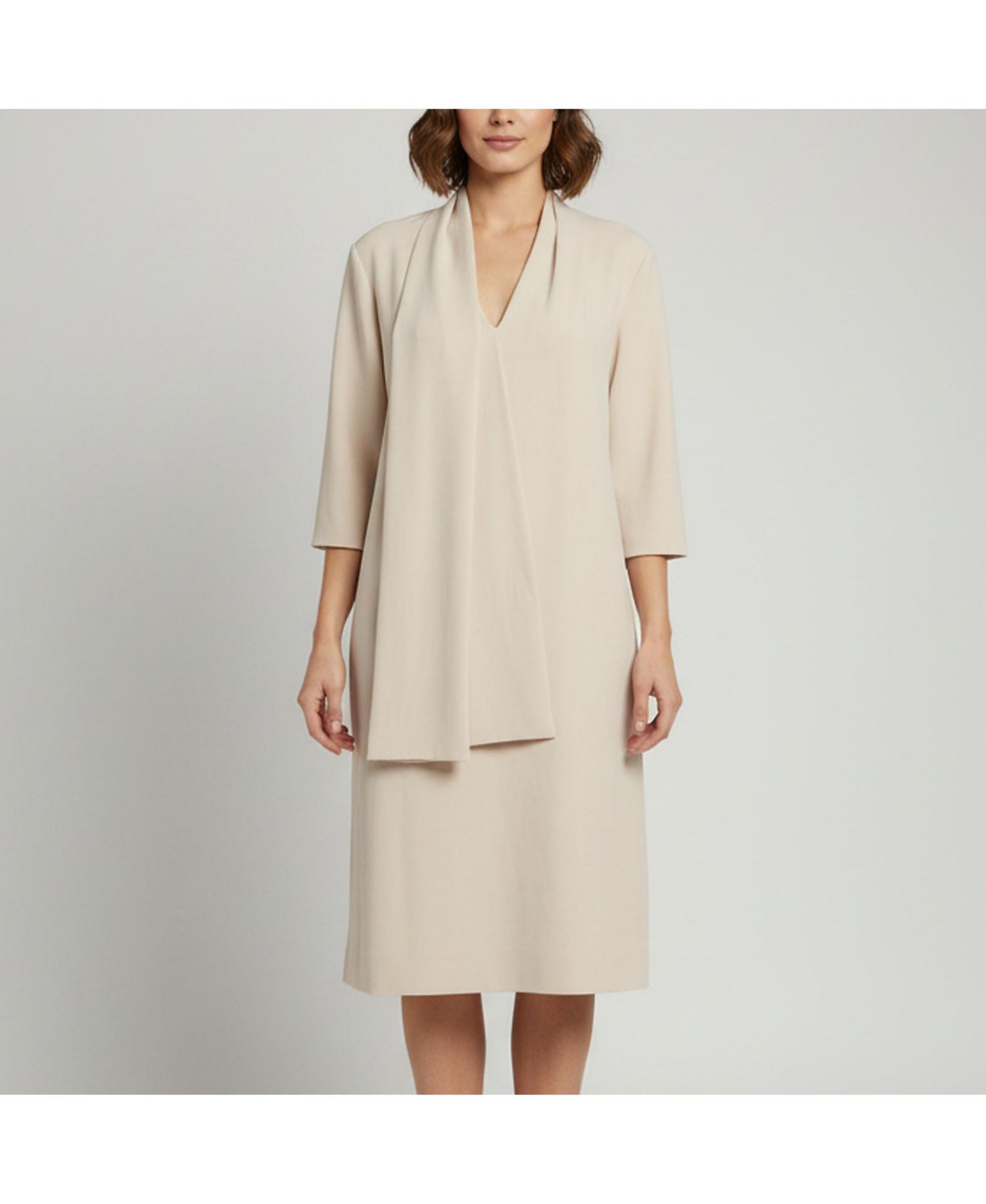 Women's Crepe Draped Midi Dress