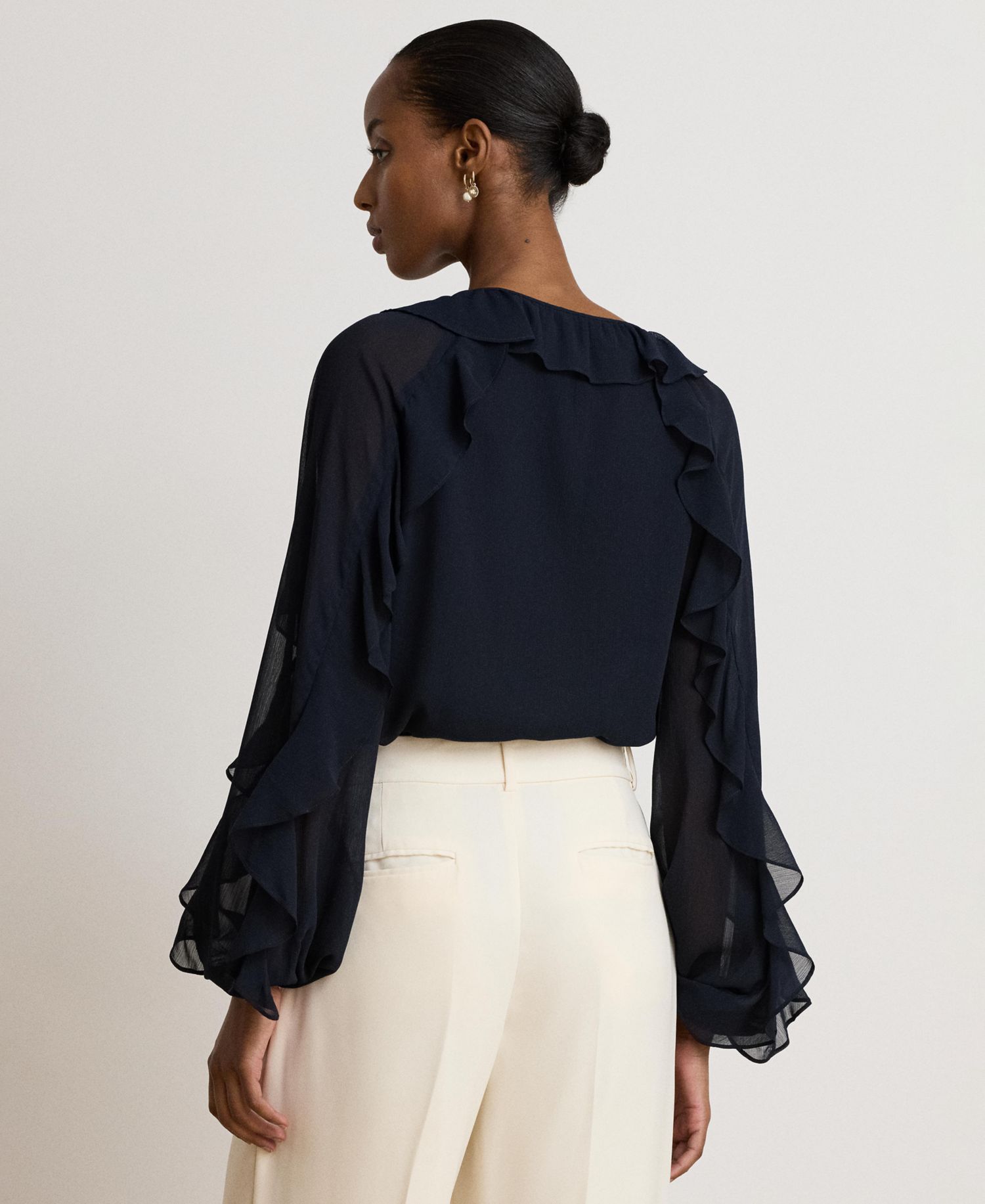 Women's Ruffle-Trim Crinkle Georgette Blouse