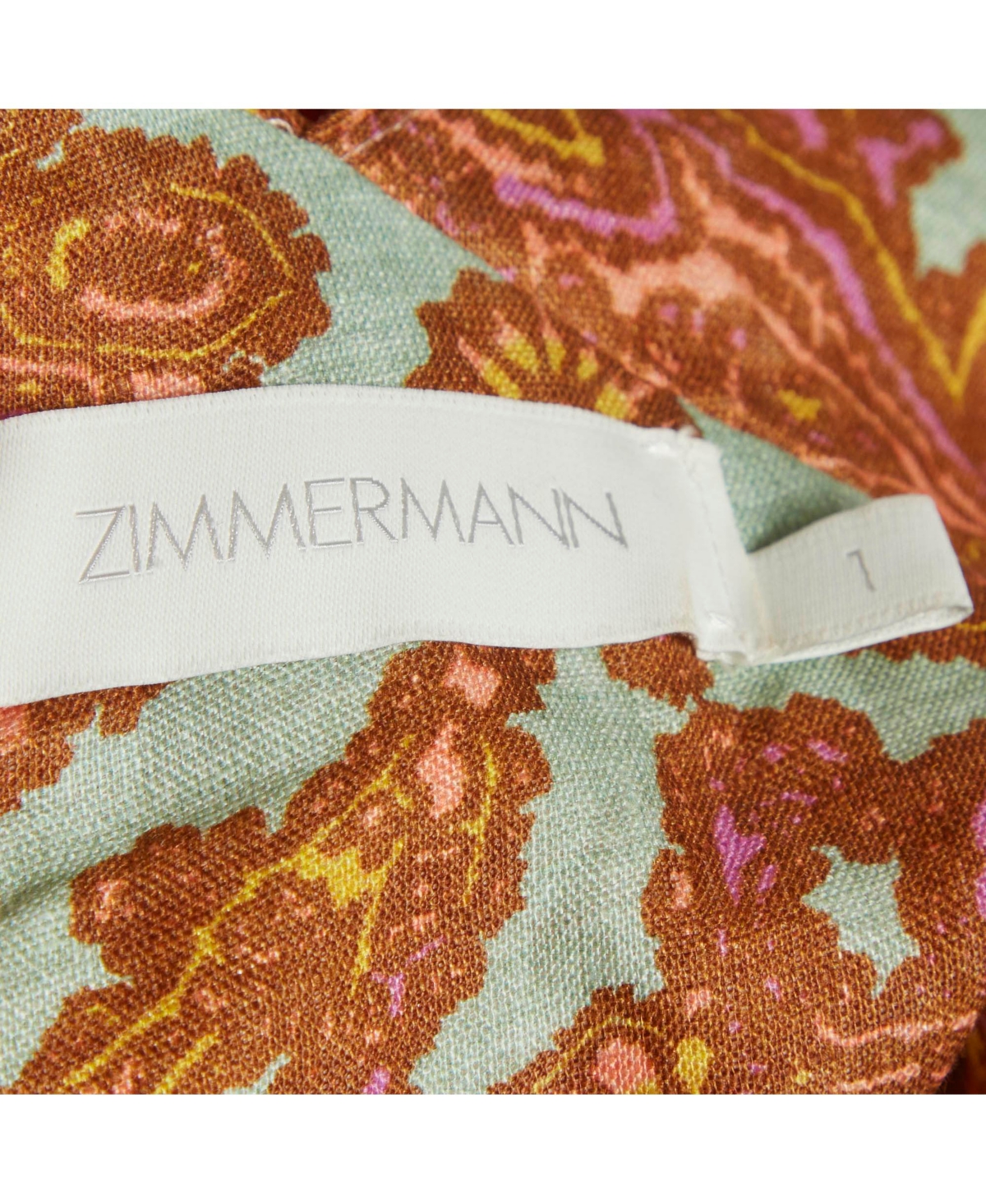 Pre-Owned Zimmermann Women's Multicolor Printed Linen Bow Detail Midi Dress