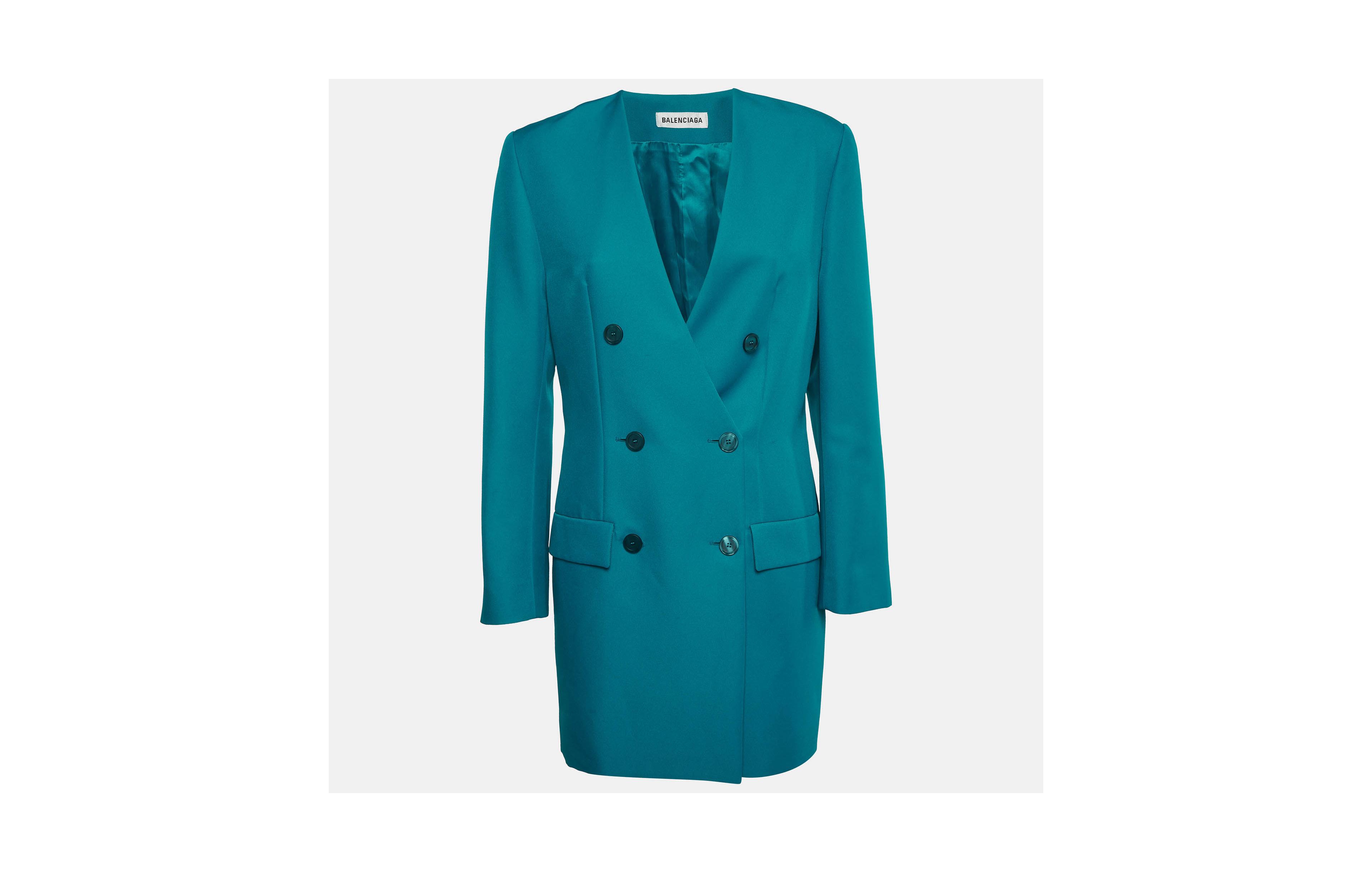 Pre-Owned Balenciaga Women's Gabardine Long Sleeve Blazer Dress