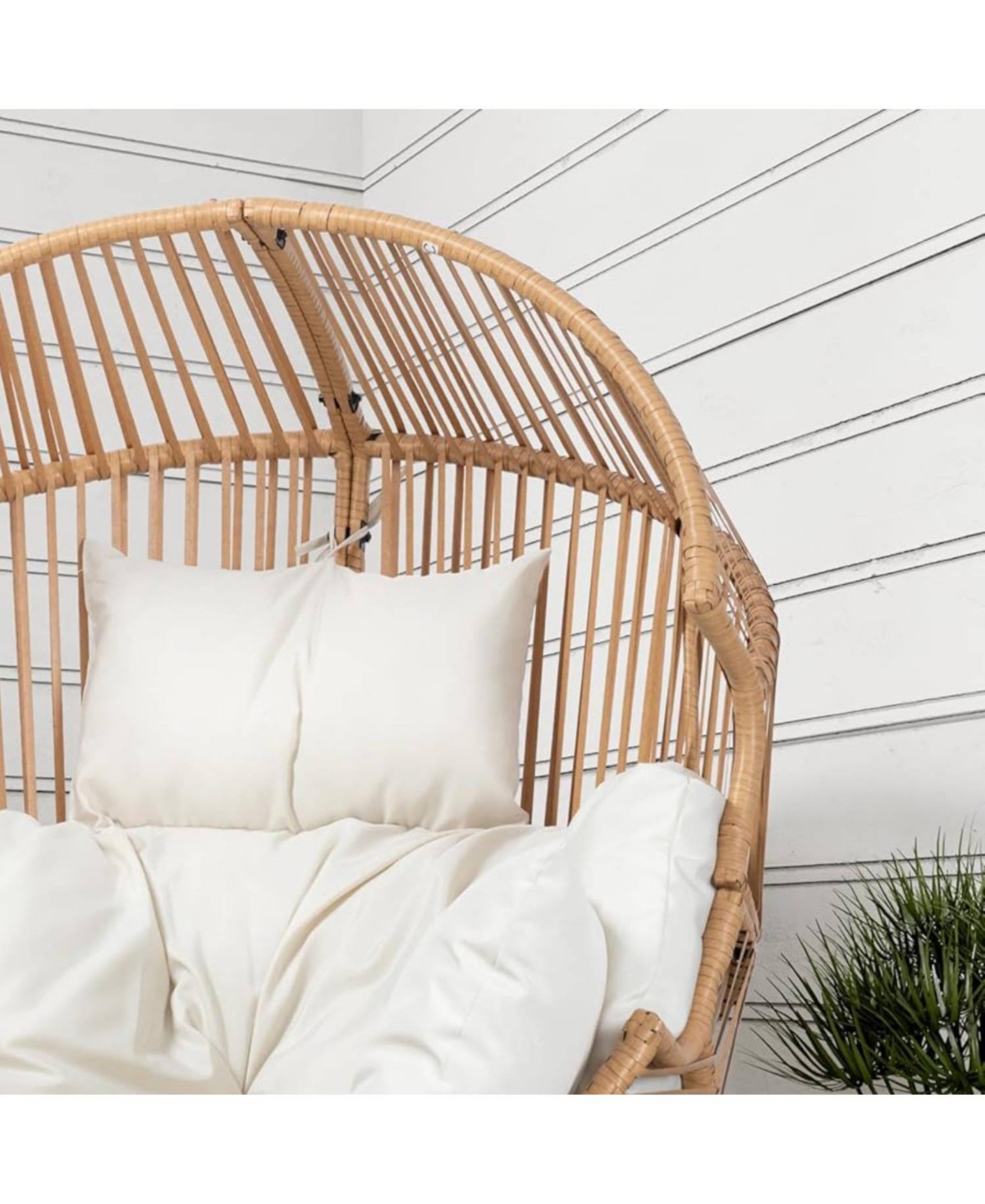 gaomon Outdoor Wicker Egg Chair, Oversized Ergonomic Rattan Lounge Chair for Indoor and Outdoor, Backyard, Garden
