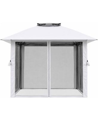 10x10 Feet Outdoor Gazebo with Mesh Netting - Metal Frame Patio Canopy, Open Shelter for Garden, Backyard and Patio, 100 Sq Ft