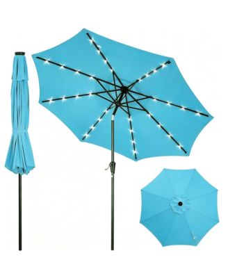 Outdoor 9Feet Table Market Patio Umbrella with 32 Solar LED Lights for Garden, Deck, Backyard and Pool