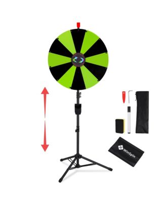 24" Display Prize Wheel Black and Green DIY Tripod 12 Slot Modular Custom Spinning Wheel for Pop Up Trade Show
