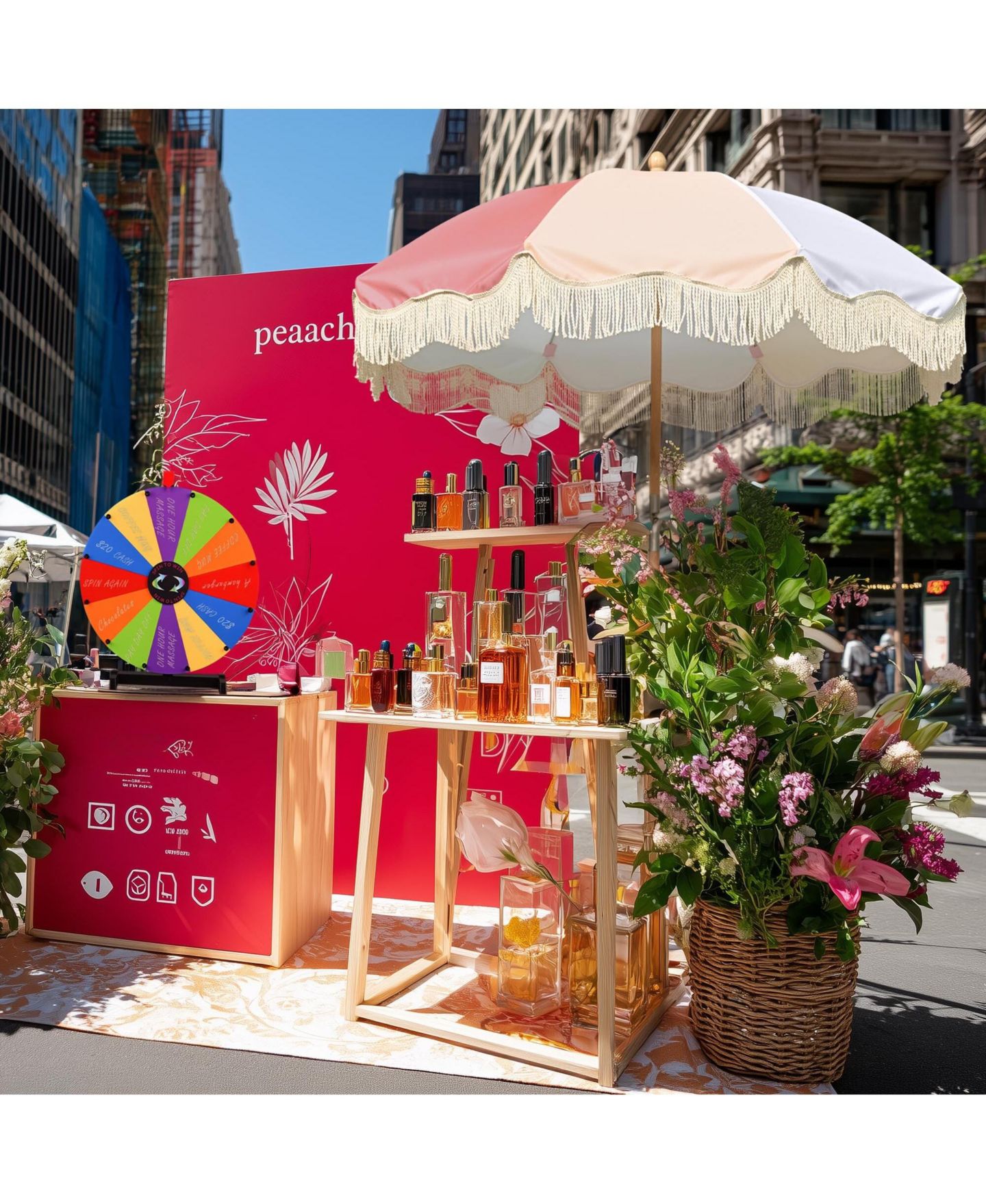 Детская игрушка WinSpin 24" Modular Prize Wheel Tabletop w/ Palm Springs Pink Fringe Umbrella for Outdoor Pop-up Shop Craft Booth, цвет: Natrual — фото 5