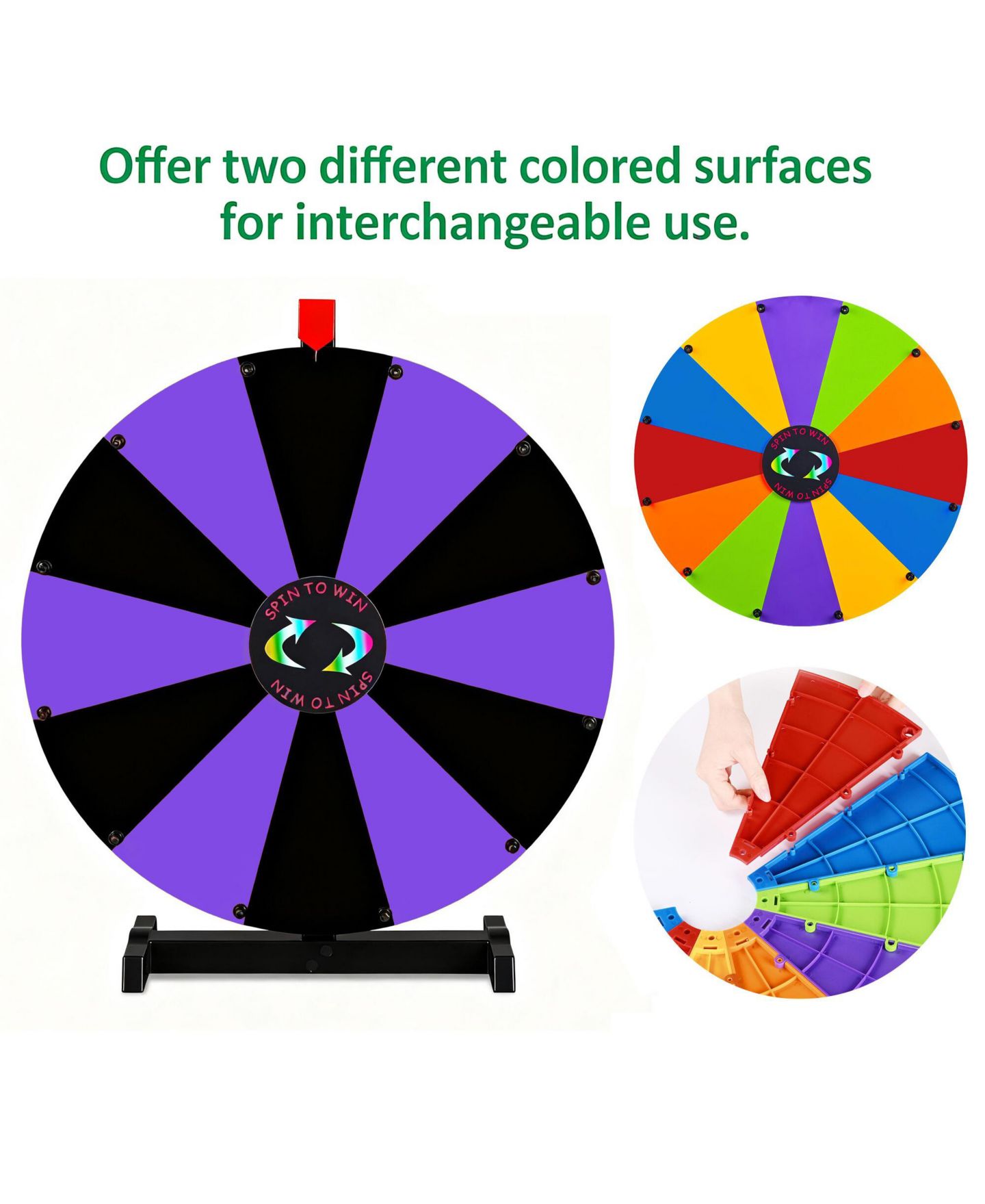 Детская игрушка WinSpin 24" Display Prize Wheel Black and Purple DIY Tabletop 12 Slots Modular Custom Spinning Wheel for Pop Up Trade Show, цвет: Natrual — фото 2