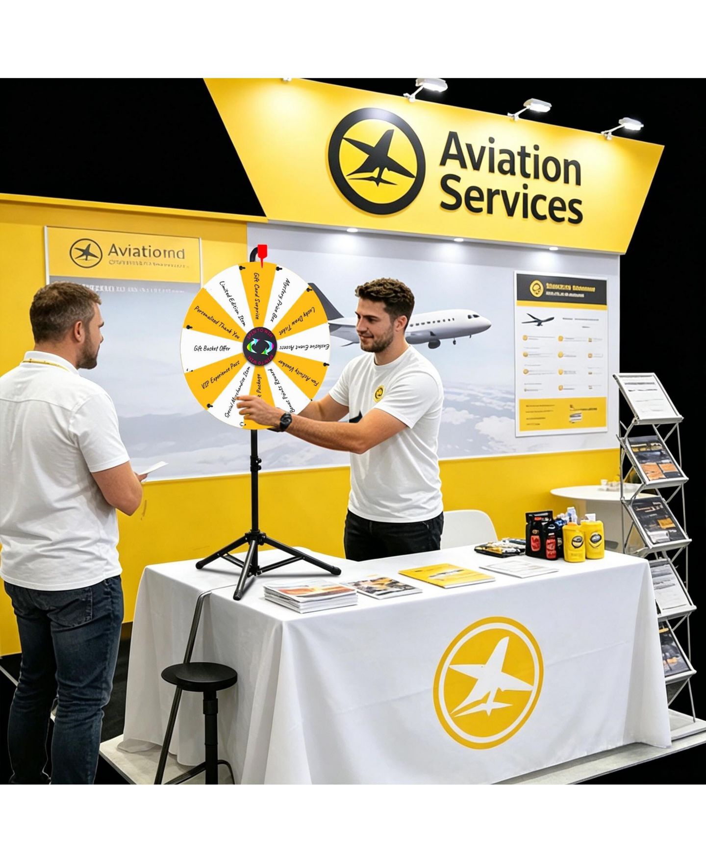 Детская игрушка WinSpin 24" Display Prize Wheel Yellow and White DIY Floor Stand 12 Slot Modular Custom Spinning Wheel Pop Up Trade Show, цвет: Natrual — фото 4