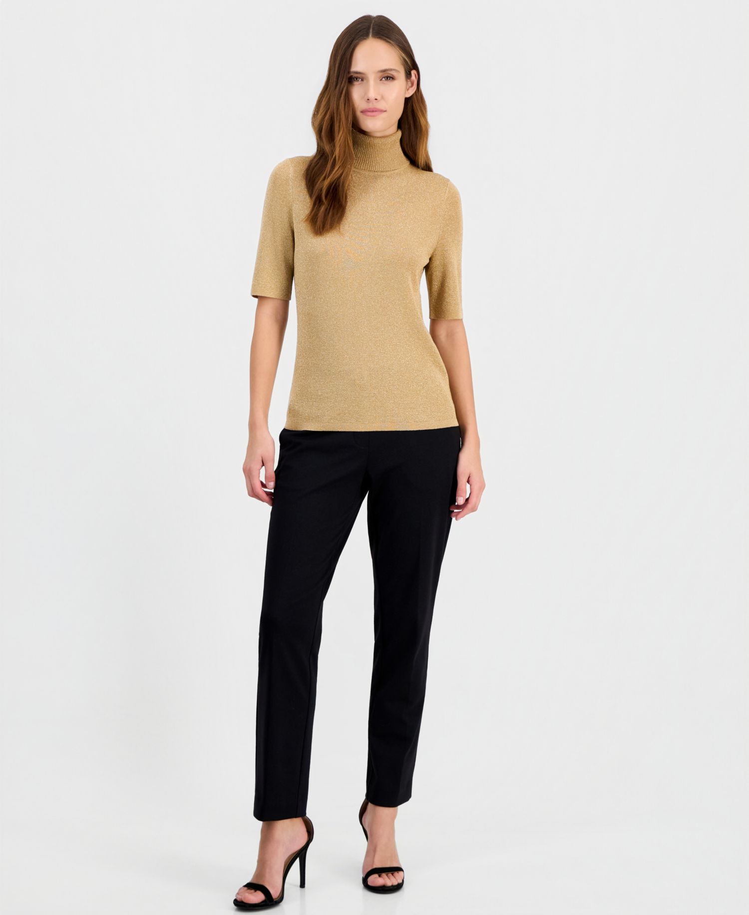 Women's Metallic-Knit Turtleneck Sweater