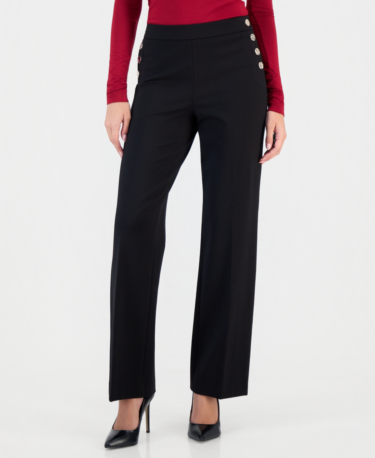 Anne Klein Women's Sailor High-Waist Wide-Leg Pants