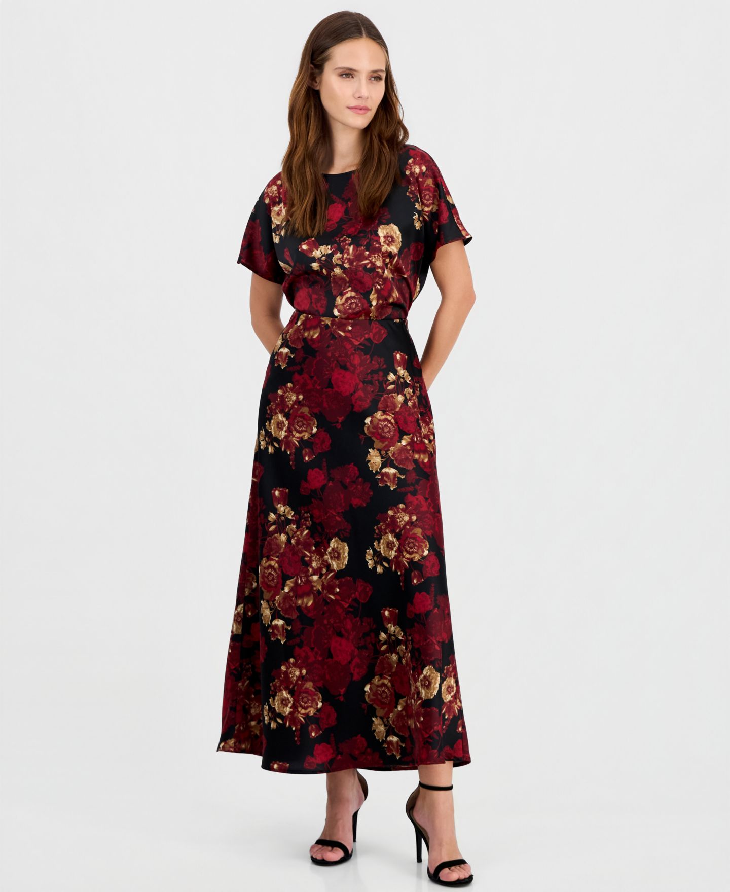 Женская юбка Anne Klein Floral-Print A-Line Midi, цвет: Красный разноцветный — фото 2