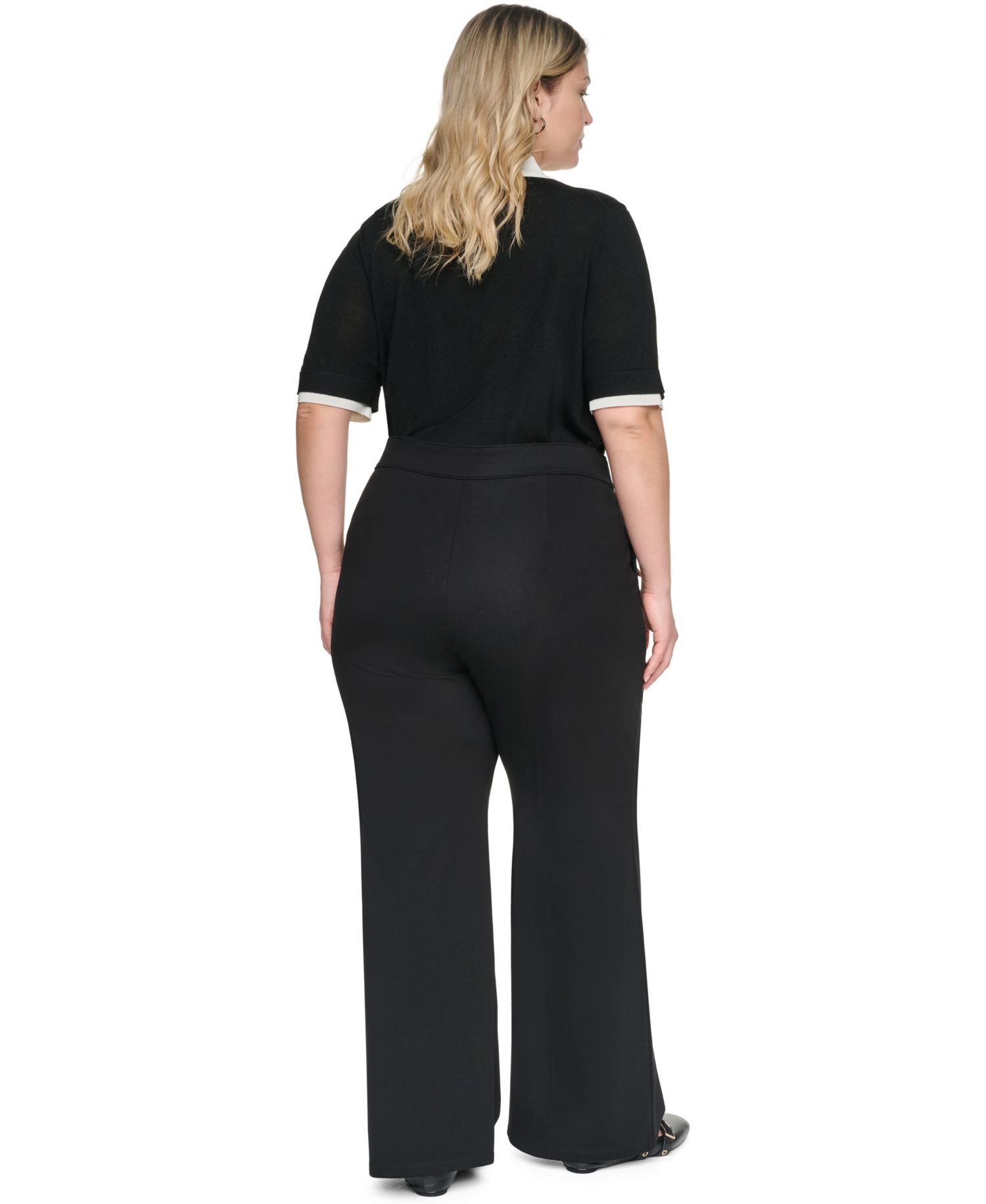 Plus Size Compression Sailor Mid-Rise Straight Pants