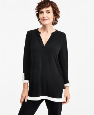Women's 3/4-Sleeve Split Neck Tunic