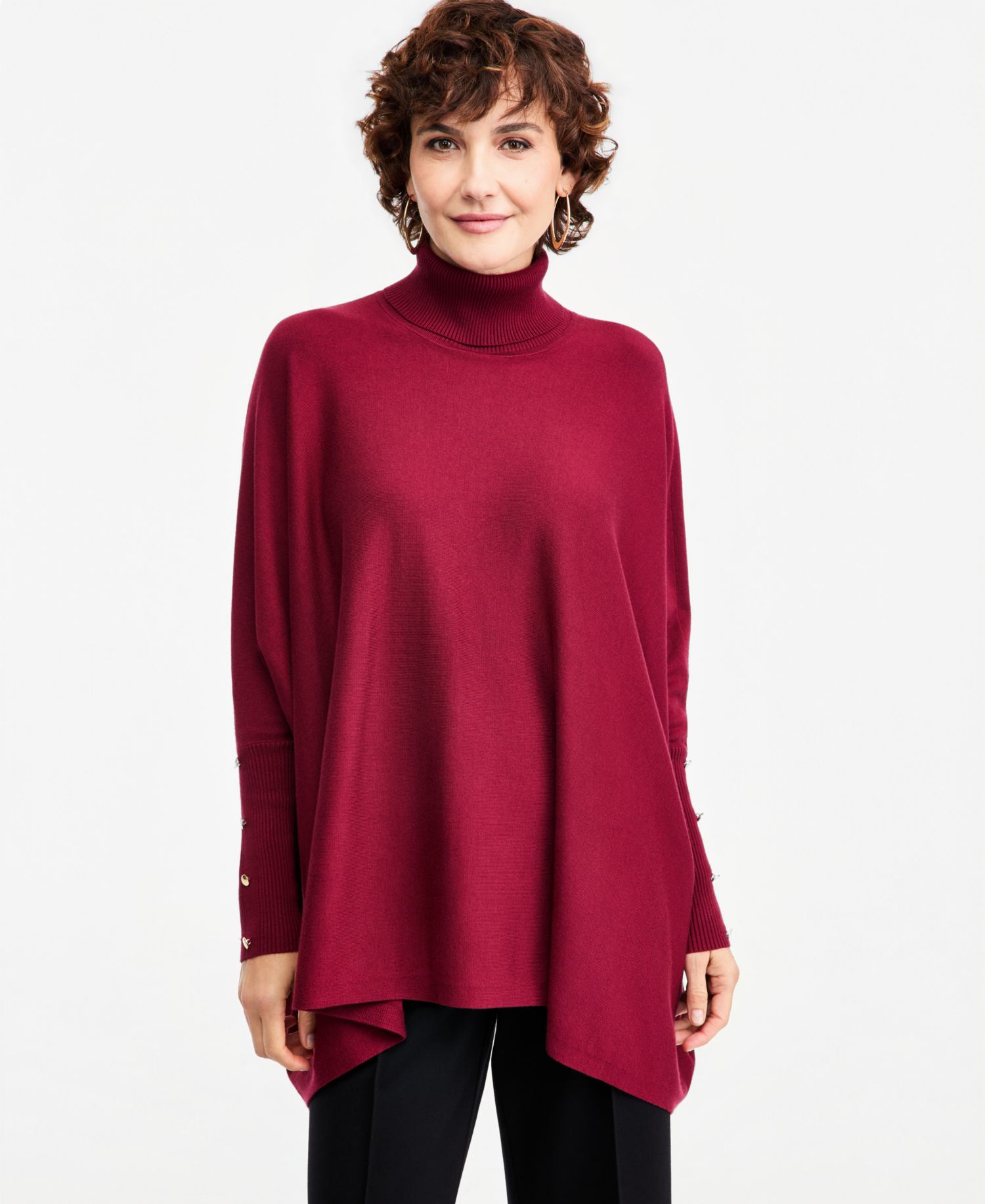 Women's Poncho Turtleneck Sweater