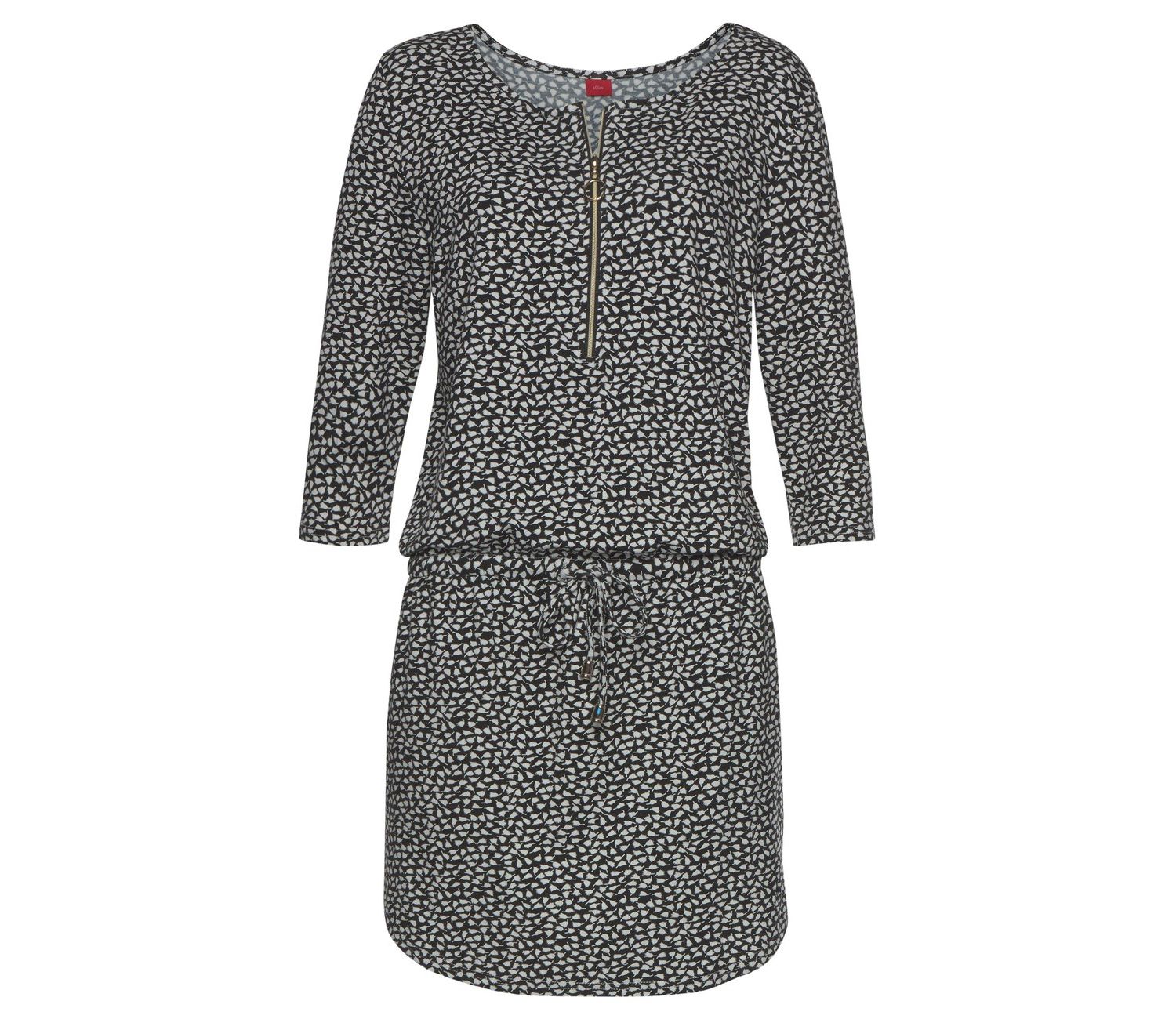 Women's Viscose Printed Zip Detail Front-Closure Short Dress