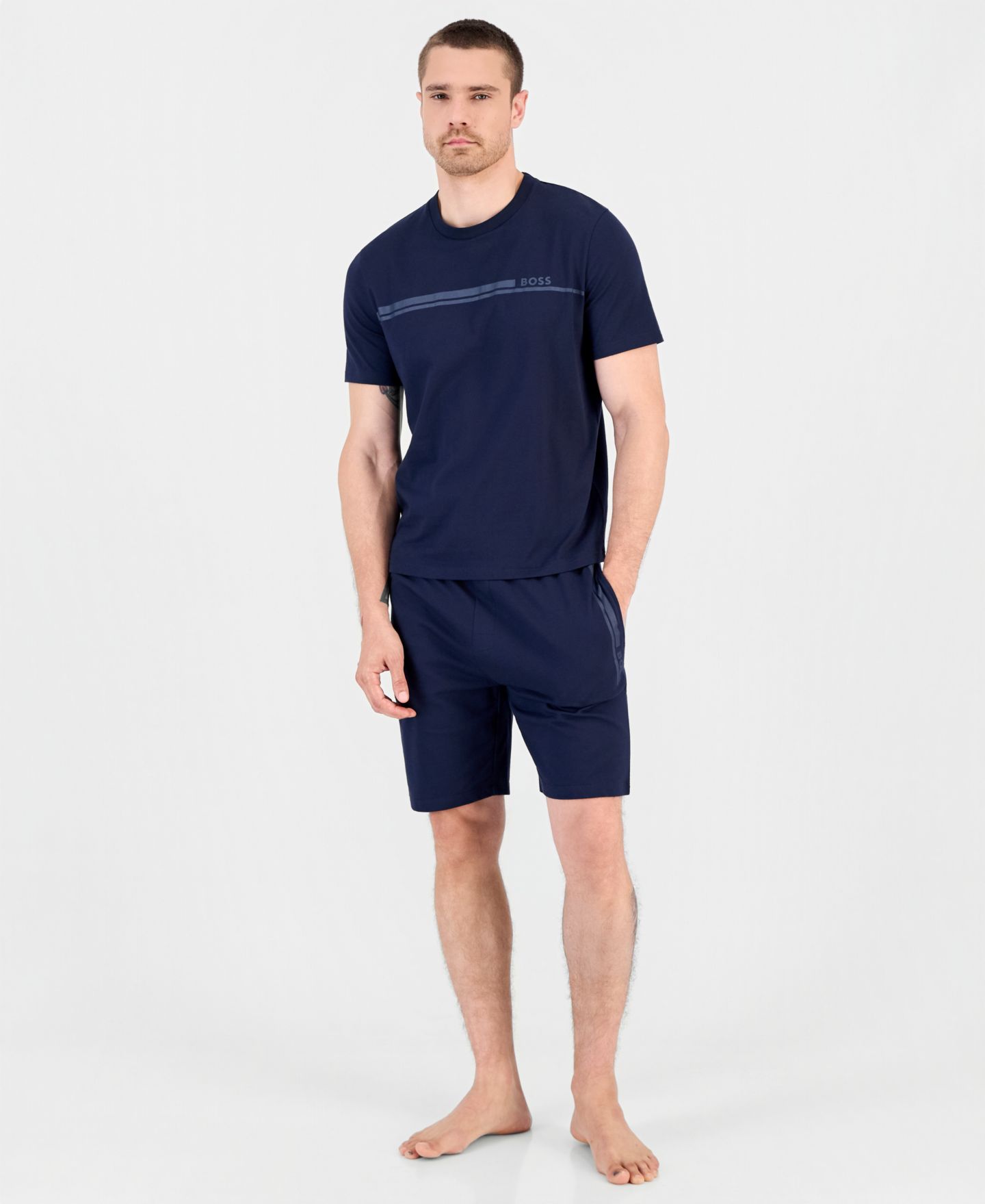 Мужская футболка BOSS by Hugo Boss Authentic Crewneck Short-Sleeve T-Shirt, цвет: Тёмный синий — фото 2