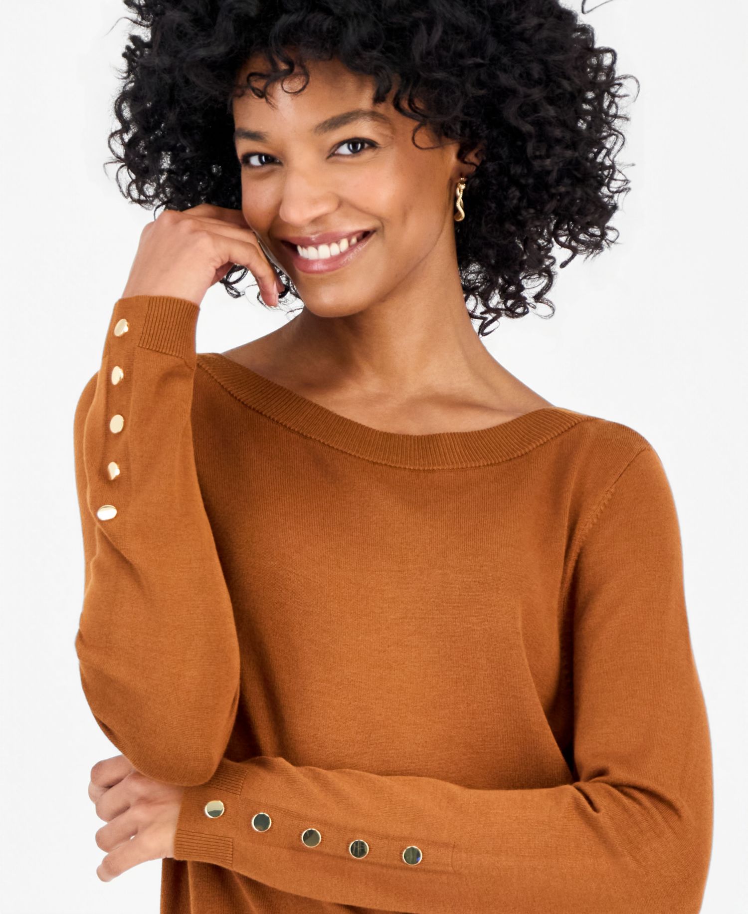 Petite Boat Neck Long-Sleeve Sweater
