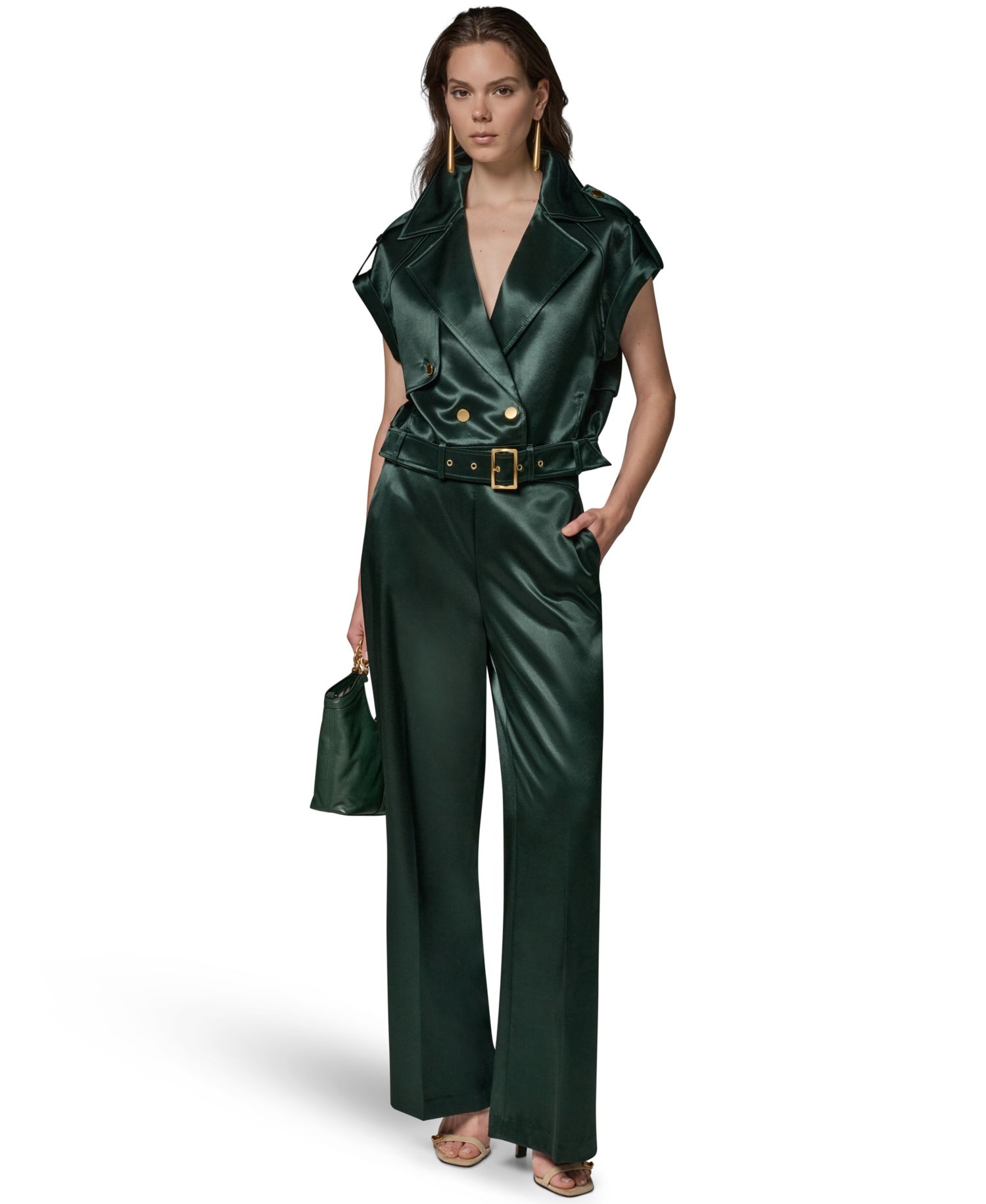 Women's Luxe Drape Satin Belted Vest